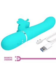 PRETTY LOVE - VIBRATEUR MULTIFONCTION LAPIN 4 EN 1 PAPILLON AQUA VERT