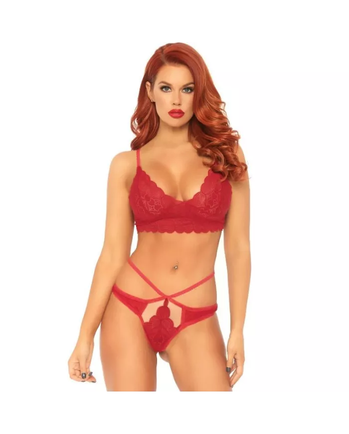 LEG AVENUE - ENSEMBLE 2 PIÈCES BRALETTE ET STRING EN DENTELLE S/M LEG AVENUE - ENSEMBLE 2 PIÈCES BRALETTE ET STRING EN DENTELLE S/M