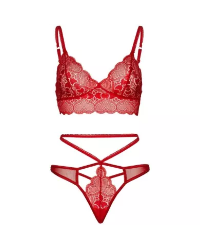 LEG AVENUE - ENSEMBLE 2 PIÈCES BRALETTE ET STRING EN DENTELLE S/M
