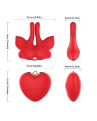 ARMONY - PINCES À TÉTONS MAGNÉTIQUES À VIBRATION FORME PAPILLON ROUGES