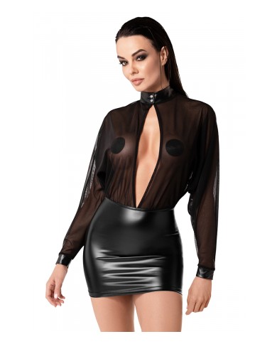 Mini robe Opium F348 wetlook et tulle