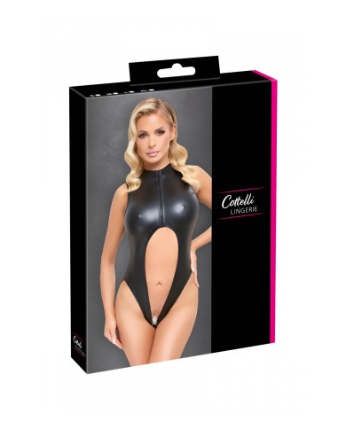 Body noir ouvert à l'entrejambe - Cotelli Lingerie