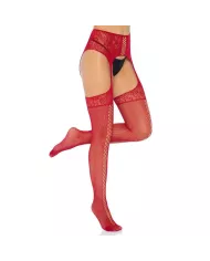 LEG AVENUE - BAS DENTELLE BORDEAUX AVEC JARRETIÈRE TAILLE UNIQUE LEG AVENUE - BAS DENTELLE BORDEAUX AVEC JARRETIÈRE TAILLE UNIQUE