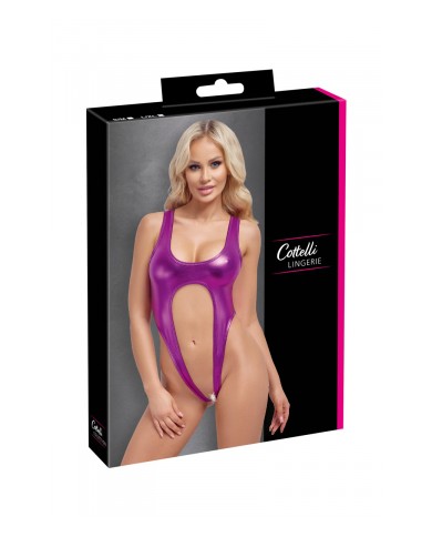Body rose métallisé ouvert à l'entrejambe - Cotelli Lingerie