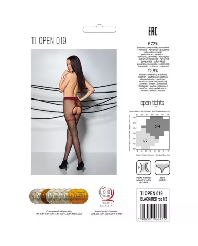 PASSION - TIOPEN 019 COLLANTS NOIR/ROUGE 3/4 20 DEN
