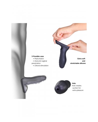 Gaine de pénis 3 en 1 Ryzer Black Plum - Man Wan
