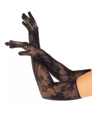 LEG AVENUE - GANTS FLEURS ROUGES NOIR