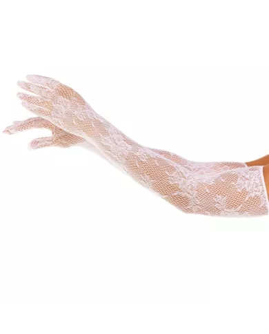 LEG AVENUE - GANTS FLEURS ROUGES BLANCS