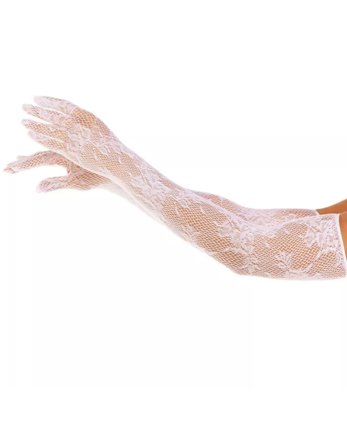 LEG AVENUE - GANTS FLEURS ROUGES BLANCS