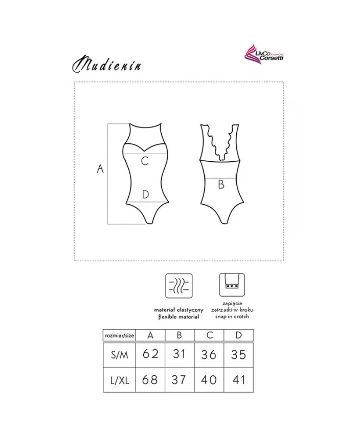 LIVCO CORSETTI FASHION - MUDIENIN LC 90654 BODY NOIR S/M