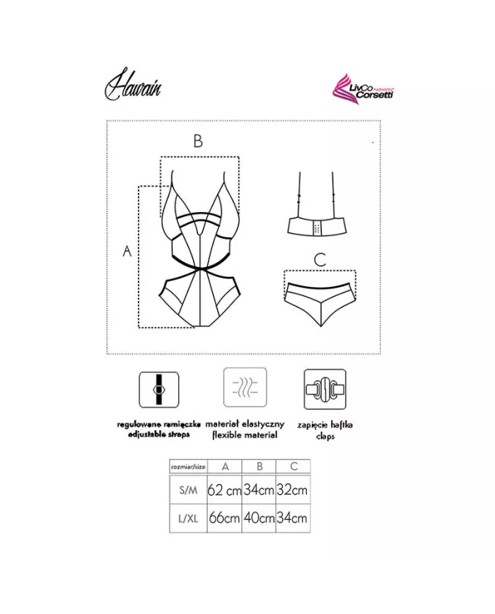 LIVCO CORSETTI FASHION - BODY HAWAIN LC 90665 NOIR L/XL