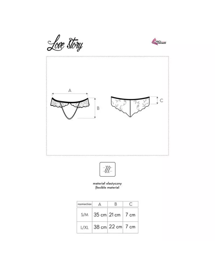 LIVCO CORSETTI FASHION - LOVE STORY LC 90679 CULOTTE CROTCHLESS NOIR L/XL