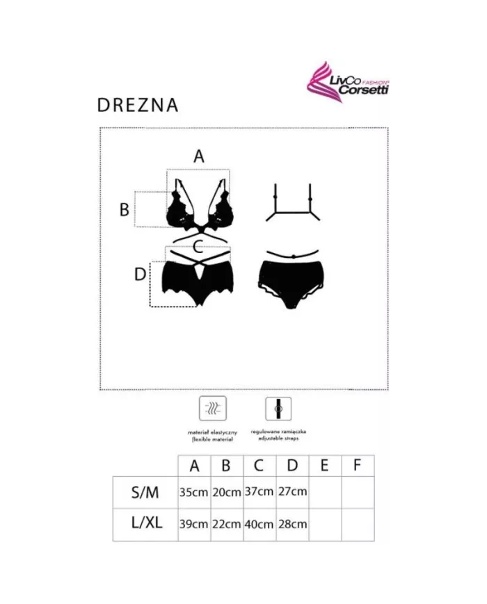 LIVCO CORSETTI FASHION - DREZNA LC 90733 SOUTIEN-GORGE + CULOTTE NOIR L/XL