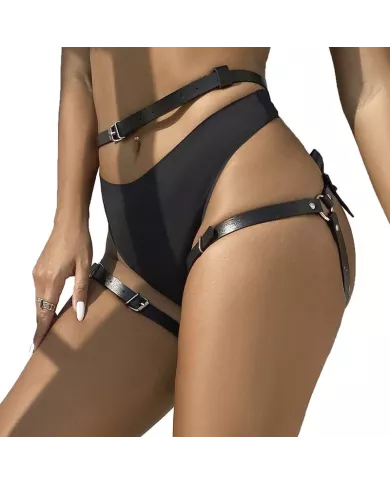 SUBBLIME - HARNAIS DE TAILLE ET DE JAMBES EN CUIR NOIR TAILLE UNIQUE SUBBLIME - HARNAIS DE TAILLE ET DE JAMBES EN CUIR NOIR TAILLE UNIQUE