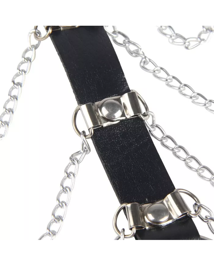 SUBBLIME - HARNAIS POITRINE CHAÎNE S EN CUIR NOIR TAILLE UNIQUE