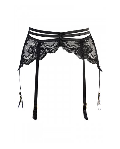 Porte-jarretelles tulle et dentelle noir V-10712 - Axami