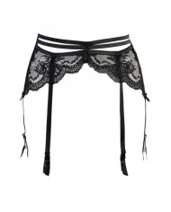 Porte-jarretelles tulle et dentelle noir V-10712 - Axami