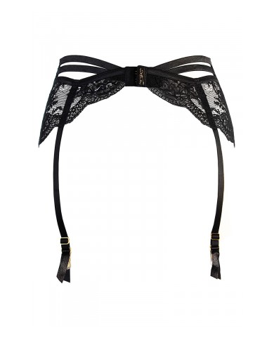 Porte-jarretelles tulle et dentelle noir V-10712 - Axami