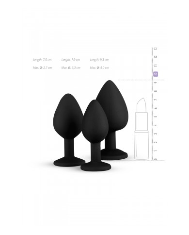 Kit entrainement 3 Butt plugs noir - Easy Toys