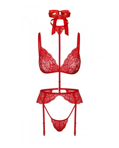 Ensemble 5 pièces Bondage Red Lace Kiss 243 - Kissable