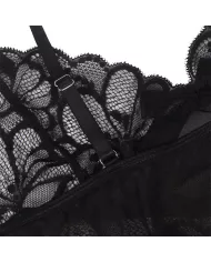 SUBBLIME - BABYDOLL  BRETELLES RÉGLABLES ET DENTELLE TRANSPARENTE IMPRIMÉ FLORAL NOIR S/M SUBBLIME - BABYDOLL  BRETELLES RÉGLABLES ET DENTELLE TRANSPARENTE IMPRIMÉ FLORAL NOIR S/M