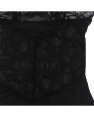 SUBBLIME - BABYDOLL  BRETELLES RÉGLABLES ET DENTELLE TRANSPARENTE IMPRIMÉ FLEURI NOIR L/XL SUBBLIME - BABYDOLL  BRETELLES RÉGLABLES ET DENTELLE TRANSPARENTE IMPRIMÉ FLEURI NOIR L/XL