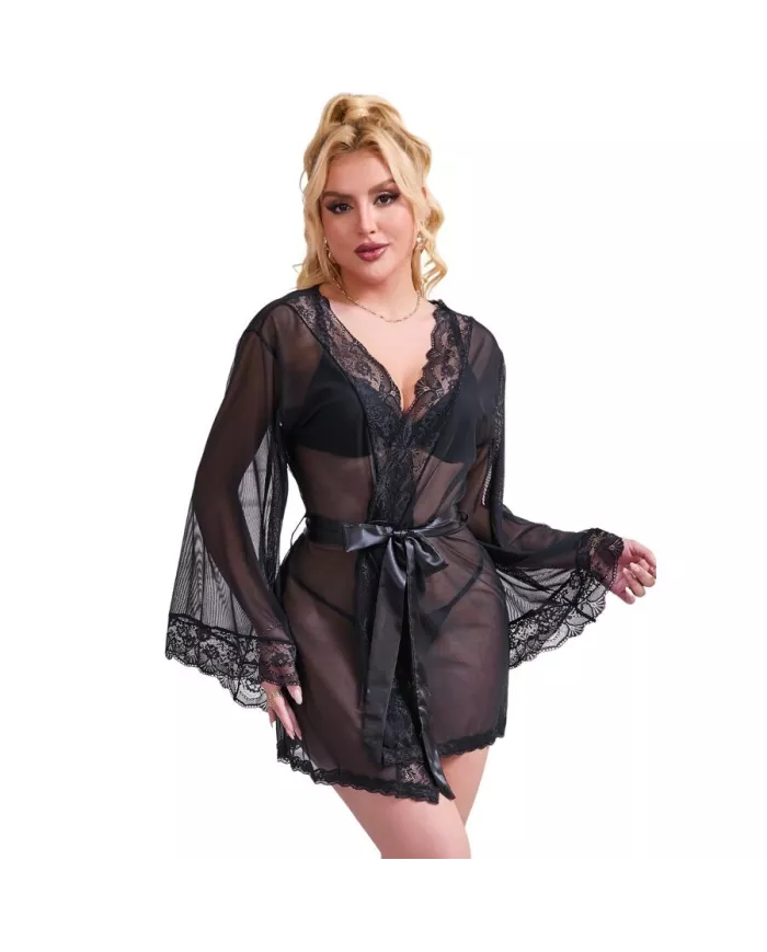 SUBBLIME - ROBE EN TISSU TRANSPARENT AVEC DÉTAIL DENTELLE NOIR L/XL