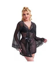 SUBBLIME - ROBE EN TISSU TRANSPARENT AVEC DÉTAIL DENTELLE NOIR L/XL