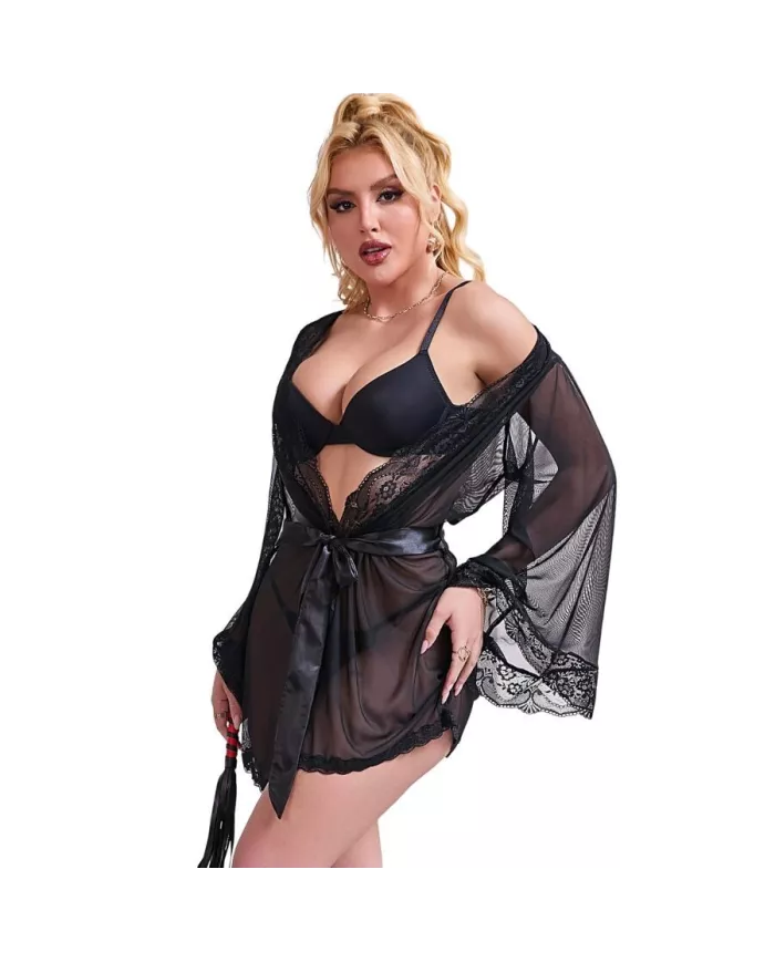 SUBBLIME - ROBE EN TISSU TRANSPARENT AVEC DÉTAIL DENTELLE NOIR L/XL