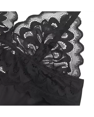 SUBBLIME - BABYDOLL AVEC POITRINE IMPRIMÉ FLEURI NOIR S/M