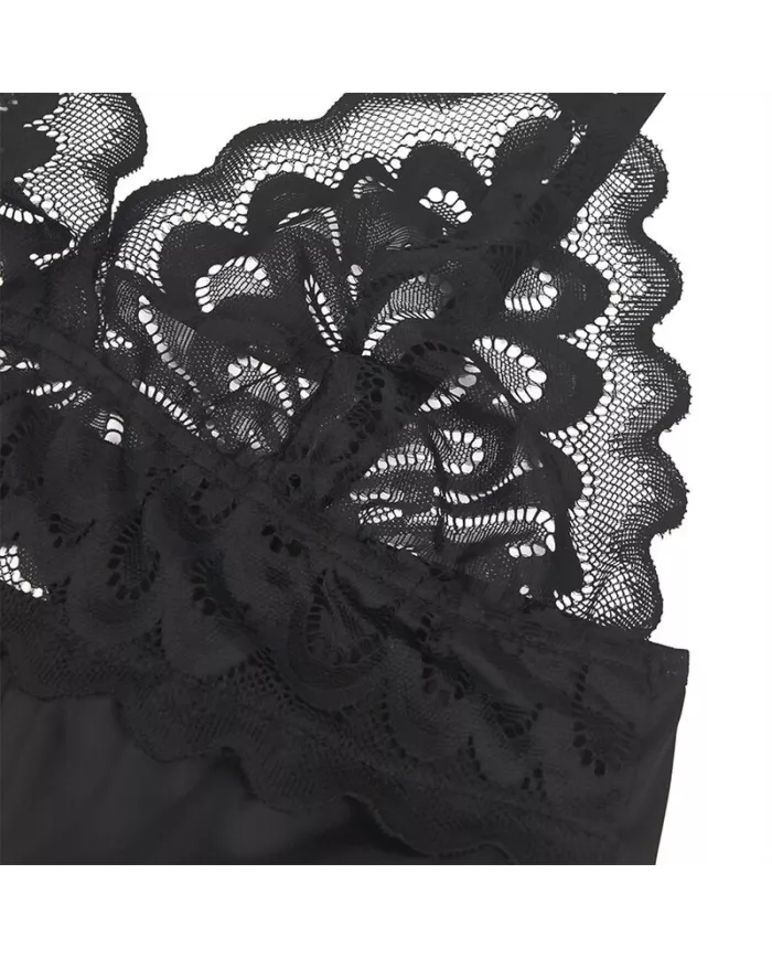 SUBBLIME - BABYDOLL AVEC POITRINE IMPRIMÉ FLEURI NOIR S/M SUBBLIME - BABYDOLL AVEC POITRINE IMPRIMÉ FLEURI NOIR S/M