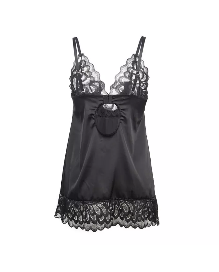 SUBBLIME - BABYDOLL AVEC POITRINE IMPRIMÉ FLEURI NOIR L/XL