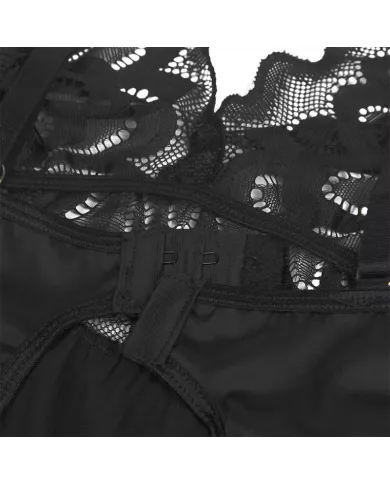 SUBBLIME - BABYDOLL AVEC POITRINE IMPRIMÉ FLEURI NOIR L/XL