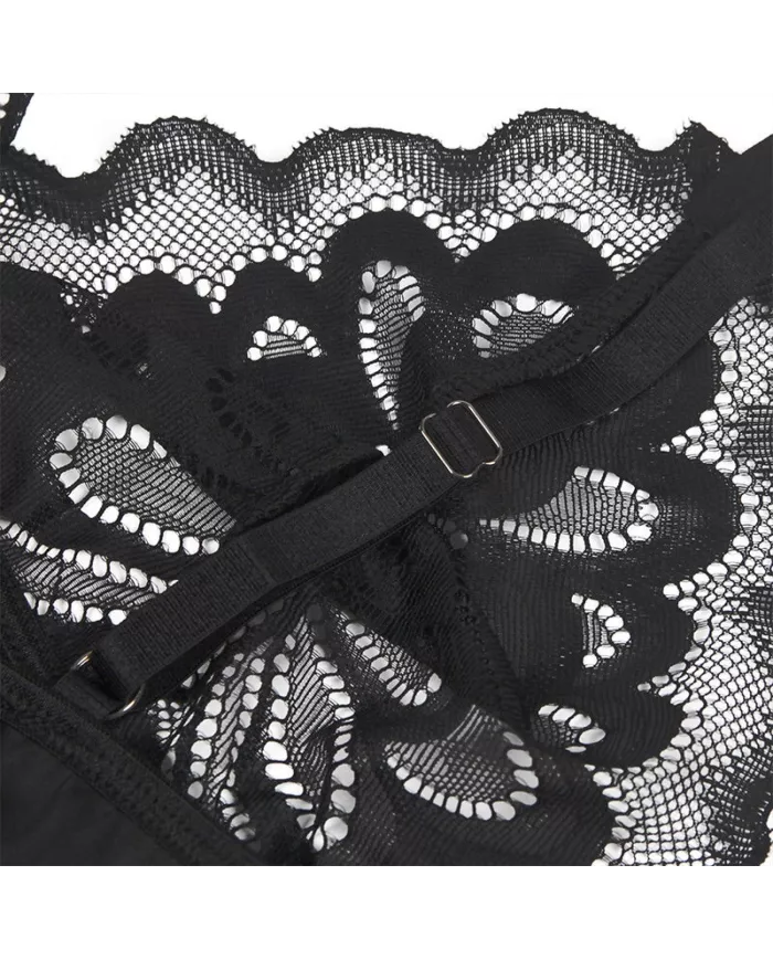 SUBBLIME - BABYDOLL AVEC POITRINE IMPRIMÉ FLEURI NOIR L/XL