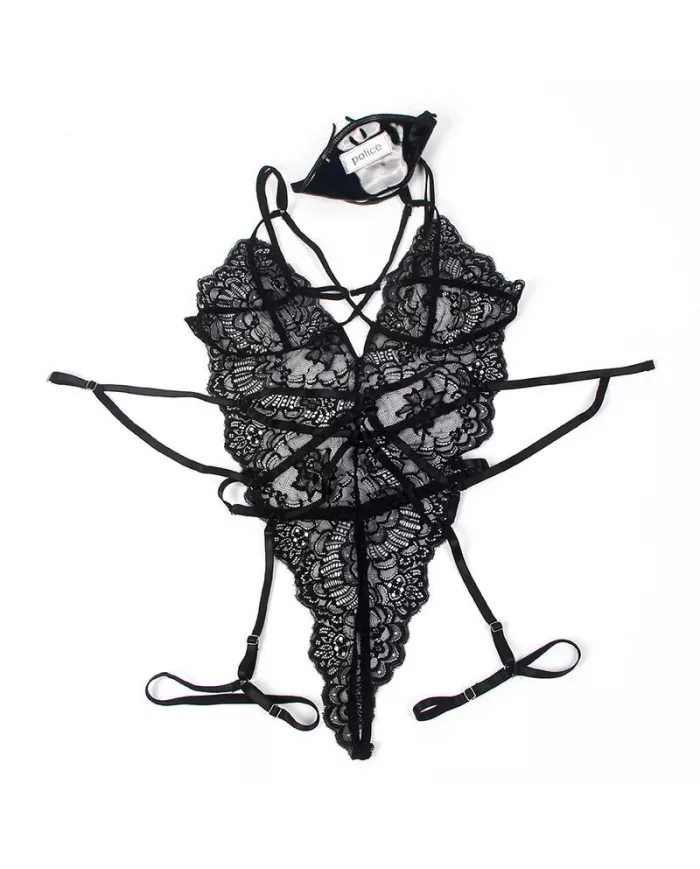 SUBBLIME - COSTUME DE POLICE CORPS EN DENTELLE NOIR L/XL SUBBLIME - COSTUME DE POLICE CORPS EN DENTELLE NOIR L/XL