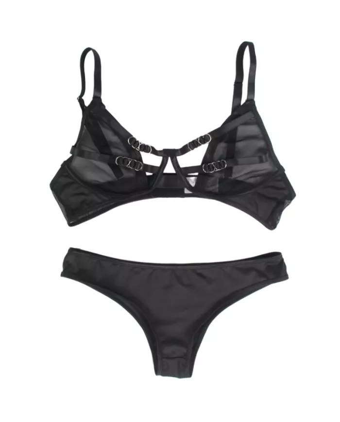 SUBBLIME - ENSEMBLE DEUX PIÈCES DE SOUTIEN-GORGE TRANSPARENT ET BANDES S/M SUBBLIME - ENSEMBLE DEUX PIÈCES DE SOUTIEN-GORGE TRANSPARENT ET BANDES S/M