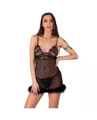LIVCO CORSETTI FASHION - ENSEMBLE ZERUNAM BABYDOLL + STRING NOIR