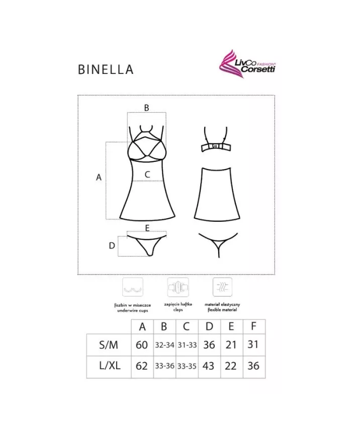 LIVCO CORSETTI FASHION - ENSEMBLE BINELLA BABYDOLL + THONG NOIR