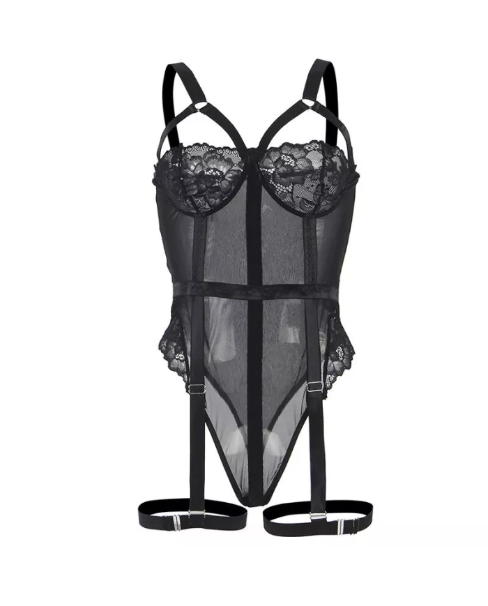 SUBBLIME - TEDDY AVEC JARRETIÈRE DÉTAIL POITRINE NOIR L/XL SUBBLIME - TEDDY AVEC JARRETIÈRE DÉTAIL POITRINE NOIR L/XL