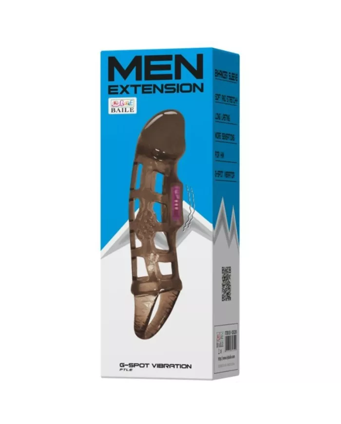 BAILE - MANCHON DEXTENSION DE PÉNIS DE AVEC VIBRATION ET SANGLE 13.5 CM