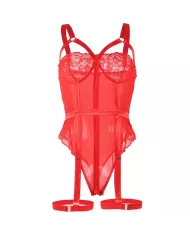 SUBBLIME - TEDDY AVEC JARRETIÈRE DÉTAIL POITRINE ROUGE L/XL