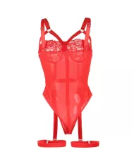 SUBBLIME - TEDDY AVEC JARRETIÈRE DÉTAIL POITRINE ROUGE L/XL