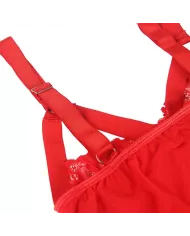 SUBBLIME - TEDDY AVEC JARRETIÈRE DÉTAIL POITRINE ROUGE L/XL