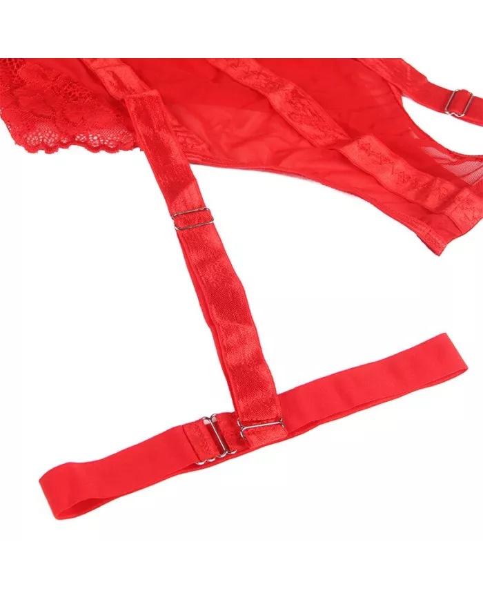 SUBBLIME - TEDDY AVEC JARRETIÈRE DÉTAIL POITRINE ROUGE L/XL