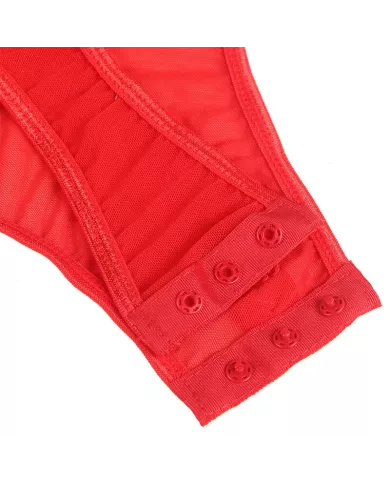 SUBBLIME - TEDDY AVEC JARRETIÈRE DÉTAIL POITRINE ROUGE L/XL