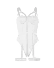 SUBBLIME - TEDDY AVEC JARRETIÈRE DÉTAIL POITRINE BLANC S/M