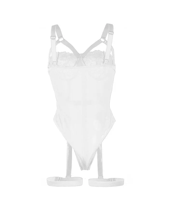 SUBBLIME - TEDDY AVEC JARRETIÈRE DÉTAIL POITRINE BLANC S/M