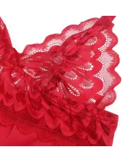 SUBBLIME - BABYDOLL EN SATIN AVEC DENTELLE ROUGE L/XL SUBBLIME - BABYDOLL EN SATIN AVEC DENTELLE ROUGE L/XL