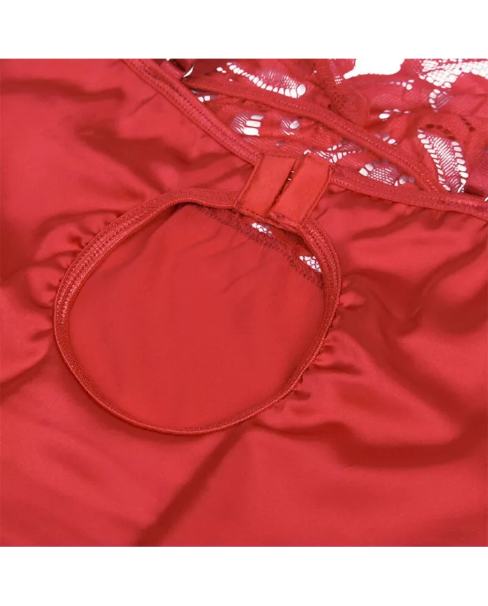 SUBBLIME - BABYDOLL EN SATIN AVEC DENTELLE ROUGE L/XL SUBBLIME - BABYDOLL EN SATIN AVEC DENTELLE ROUGE L/XL