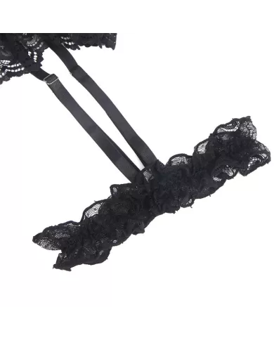 SUBBLIME - TEDDY AVEC JARRETIÈRE AVEC DÉTAIL DENTELLE ET BANDES NOIR L/XL